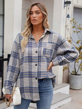 Load image into Gallery viewer, Cotton Flannel button-up Shacket - Blue