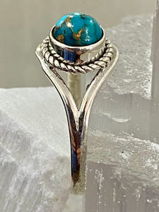 Blue Mohave Round Sterling Silver Ring