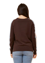 Load image into Gallery viewer, Striped Sleeve Knit Pullover - Chocolate