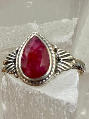 Indian Ruby Tear Drop Sterling Silver Ring