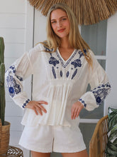 Load image into Gallery viewer, Santorini Embroidered Blouse