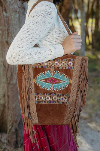 Bag - Velvet Suede Embroidered