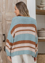 Load image into Gallery viewer, V Stripe Knit Jumper - Duck Egg