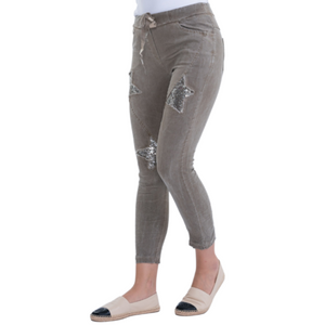 Italian Stretch Sequenced Pants - Taup