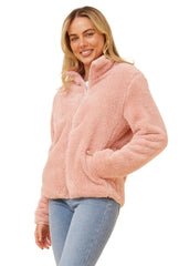 Faux Fur Jacket (Plus) - Blush