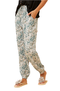 Jogger Pants -Green Paisley Print