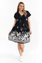 Load image into Gallery viewer, Nicola Cap Sleeve Dress - Trop Border Navy