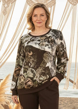 Load image into Gallery viewer, Elegants Cotton Spandex Printed Sweatshirt - Brown/Rust/Green