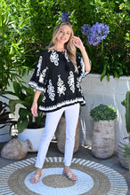 Load image into Gallery viewer, Damask Ruffled Hem Top - Black