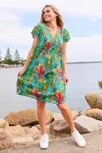 Load image into Gallery viewer, Nicola Cap Sleeve Dress - Tropical Foil