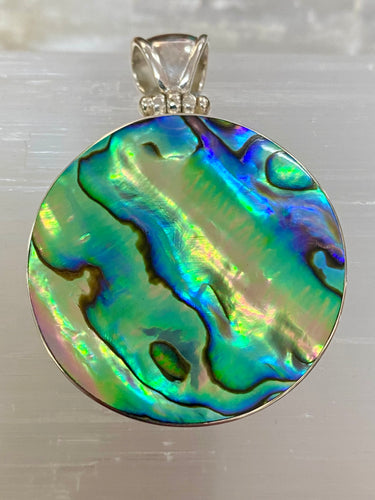 Two Sided Shell Disc Pendant - Paua And Pink Mother Of Peal
