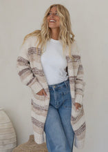 Load image into Gallery viewer, Striped knit Cardigan - Caramel/Oatmeal