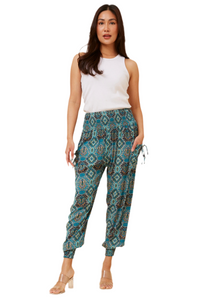 Harem Pants - Green Abstract Print