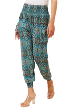 Load image into Gallery viewer, Harem Pants - Green Abstract Print