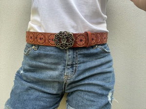 Deni Embroidered Belt - Tan