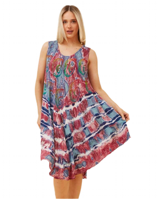 Sleeveless Printed Umbrella Dress