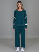 Load image into Gallery viewer, Robin | Women's Oversized 3S Stripe Sweatshirt – Cotton French Terry - Deep Teal