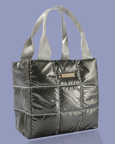 Quilted Glam Tote - Pewter