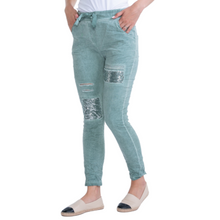 Load image into Gallery viewer, Italian Stretch Sequenced Pants - Lago