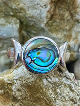 Load image into Gallery viewer, Triple Goddess Sterling Silver Ring - Paua Shell