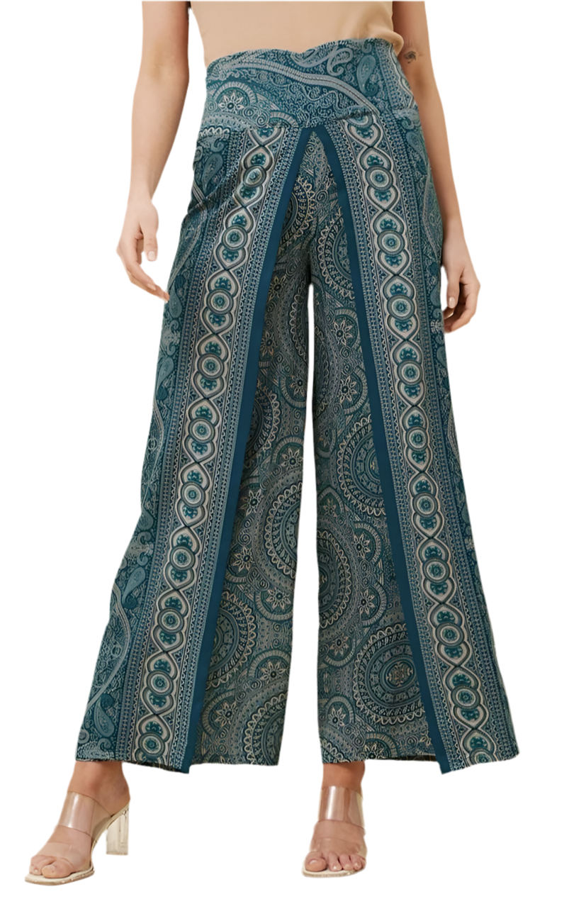 Boho Wide Leg Pants - Green