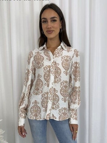 Carla Shirt - Tan Print