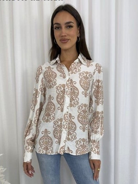 Carla Shirt - Tan Print
