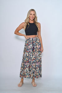 Navy Print Skirt