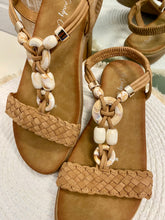 Load image into Gallery viewer, Flat Beaded Sandals - Brown