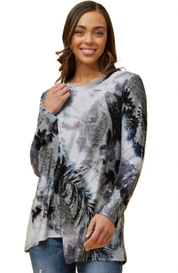 Asymmetrical Hem PrintedTop