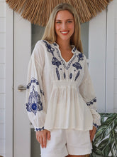 Load image into Gallery viewer, Santorini Embroidered Blouse