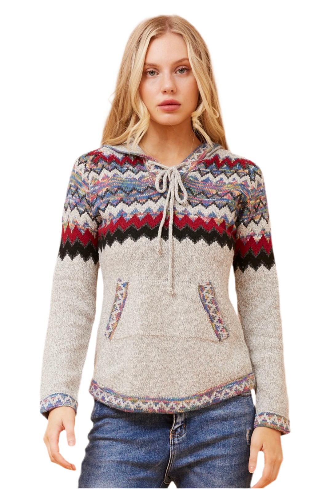 Argen Jacquard Print Knit Jumper - Grey