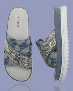 Denim Cross Sandals