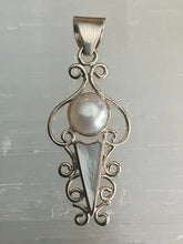 Load image into Gallery viewer, Small Ornate Swirl Sterling Silver Pendant - Pearl / White Mother of Pearl