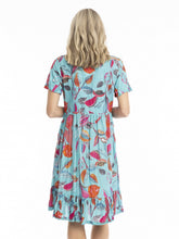 Load image into Gallery viewer, Colette V Neck Tassel Dress - Tropical Foliage Sea