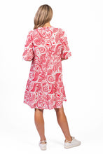 Load image into Gallery viewer, Maya Button V Neck Layer Dress - Romanian Red