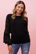 Load image into Gallery viewer, Lace Sleeve Top - Black