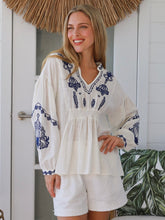 Load image into Gallery viewer, Santorini Embroidered Blouse