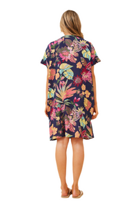 Vine Tropical Print Shift Dress