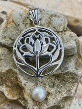 Load image into Gallery viewer, Sterling Silver Pendant - Water Lily with Pearl