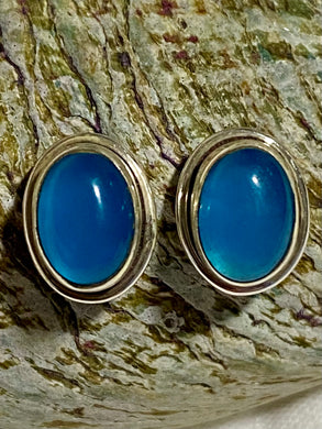 Chalcedony Oval Sterling Silver Earrings