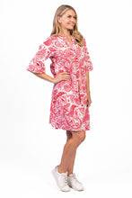 Load image into Gallery viewer, Maya Button V Neck Layer Dress - Romanian Red