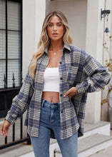 Load image into Gallery viewer, Cotton Flannel button-up Shacket - Blue