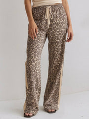Elastic Waist Denim Jeans - Leopard