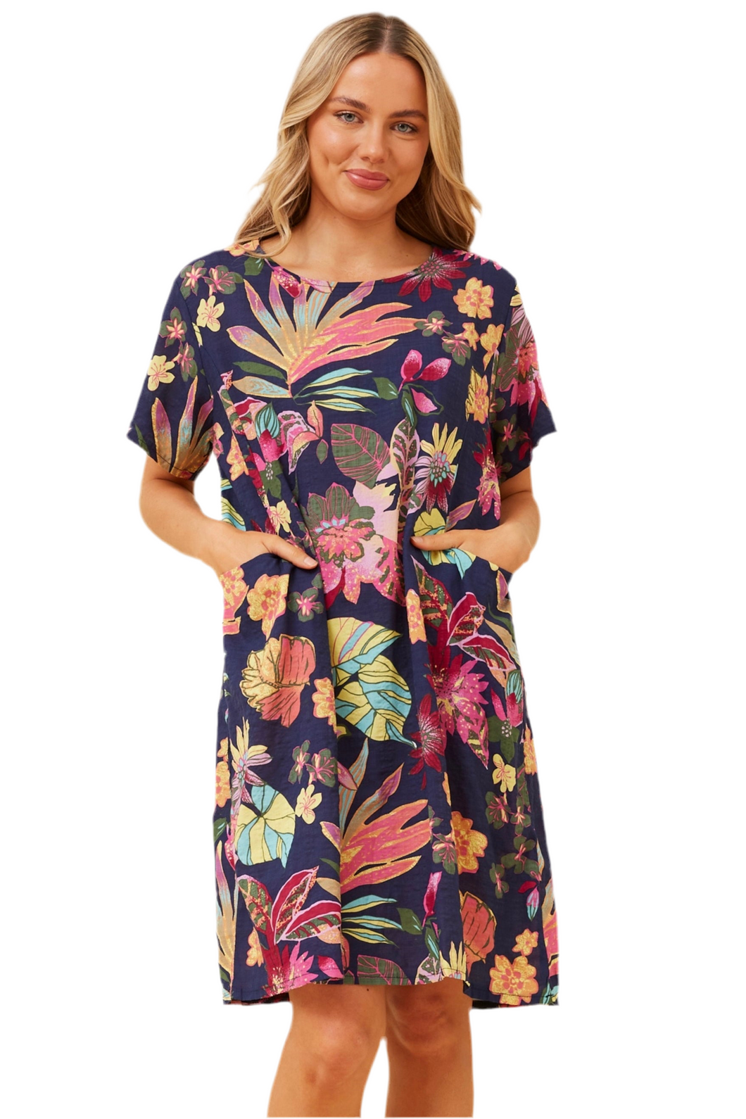 Vine Tropical Print Shift Dress