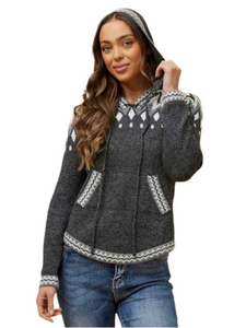 Argen Jacquard Print Knit Jumper - Charcoal