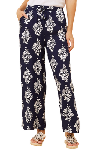 Printed Pants - Navy