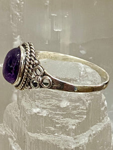 Amethyst Filigree Oval Sterling Silver Ring