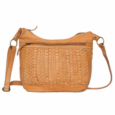 Galway Woven Washed Leather Hobo Sling – Tan