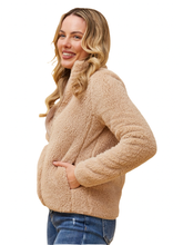 Load image into Gallery viewer, Zip Front  Faux Fur Jacket - Beige